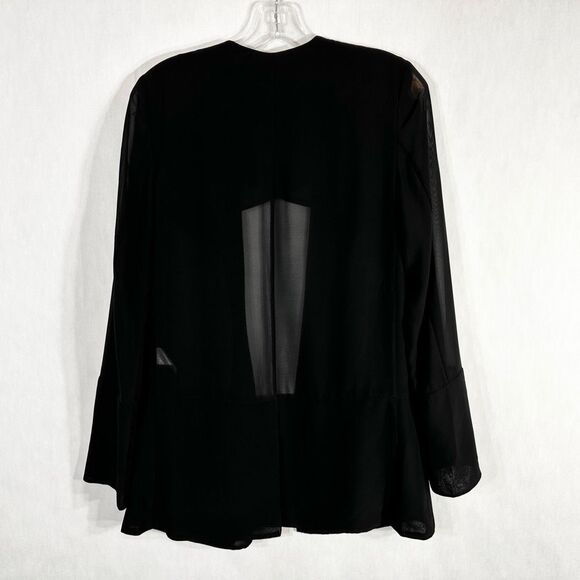 French Connection Size 2 Blazer Jacket Shrug Semi Sheer Black Open Chiffon 1286 - Picture 2 of 11